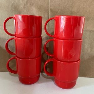 Set of 6 red Tupperware mugs